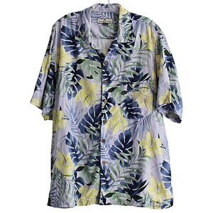 Tommy Bahama Men's Silk Hawaiian Camp Shirt, Palm Leaf - Med